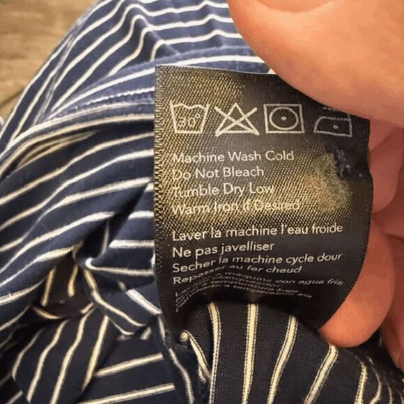 Tasc Performance Men's Striped RO Micro Modal Blend Polo Shirt Navy White Medium - Picture 3 of 8